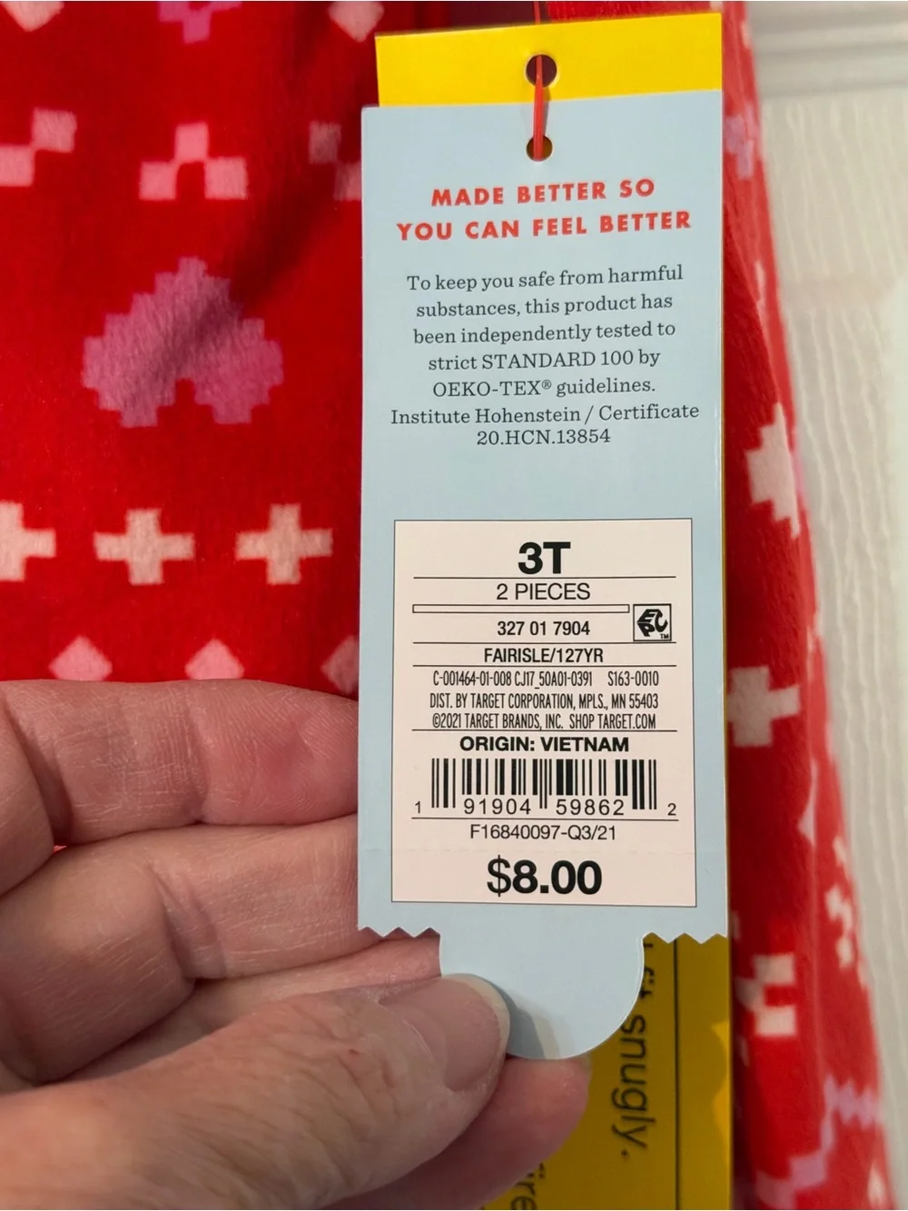 Cat & Jack Red and Pink Holiday Print Kids Pajama Set